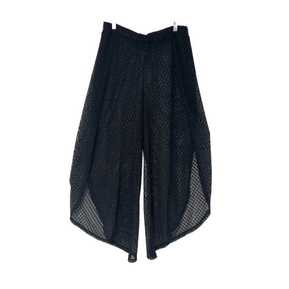 blue island Other - Blue Island Sheer Crochet Swim Coverup Pants Black Size Large Beach Split Leg